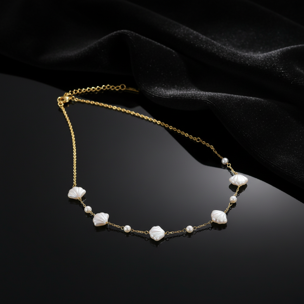 JEWELIXIRS Scallop Shell Station Necklace