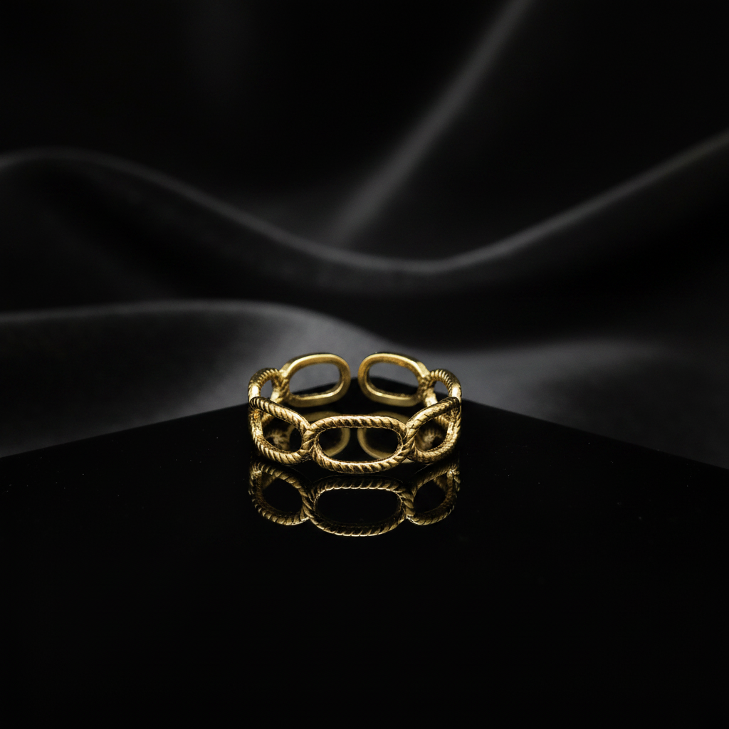 JEWELIXIRS Rope Chain Link Open Ring