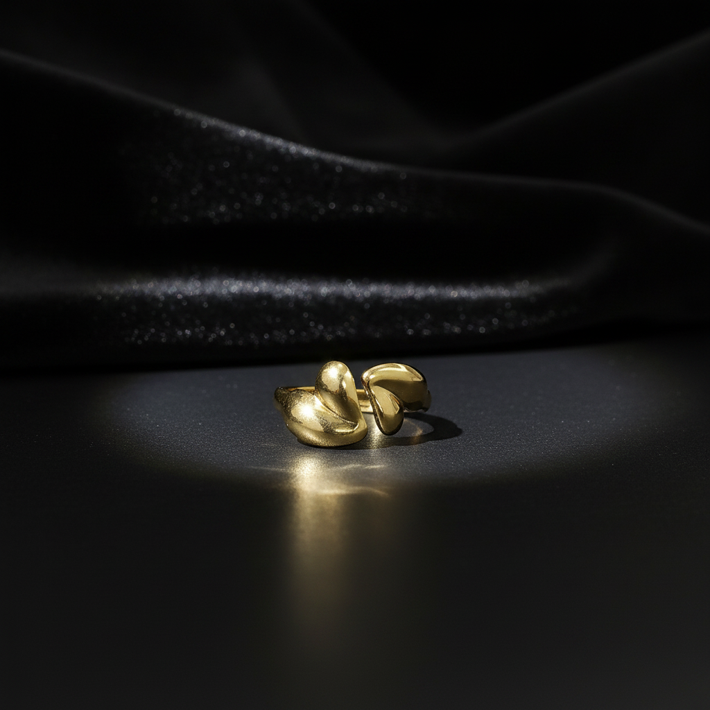 JEWELIXIRS Double Puff Heart Open Ring