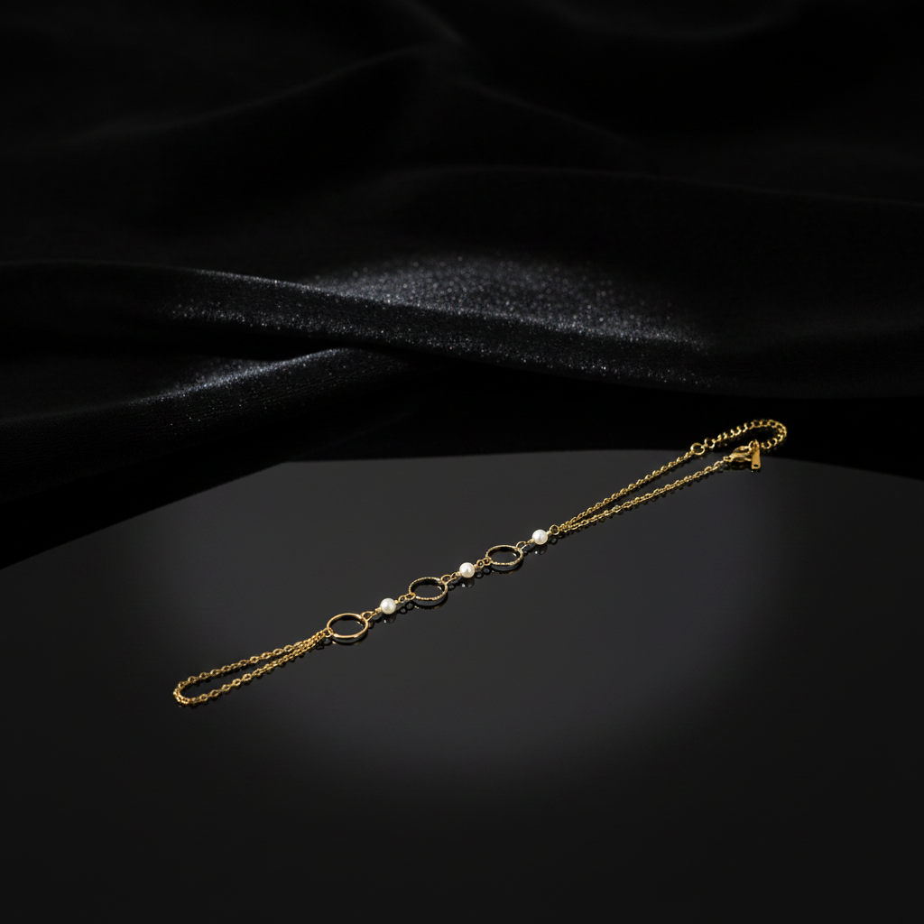 JEWELIXIRS Pearl Circle Hand Chain