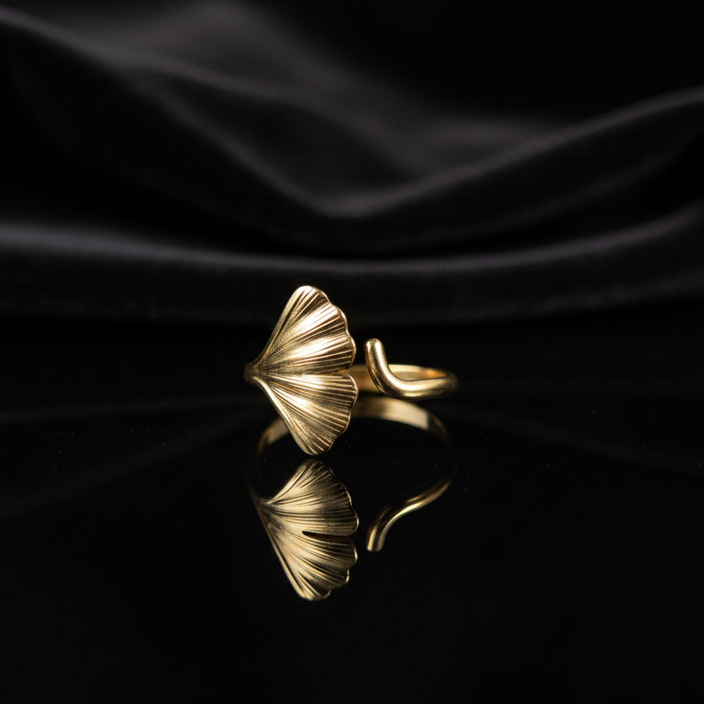 JEWELIXIRS Ginkgo Leaf Cuff Ring