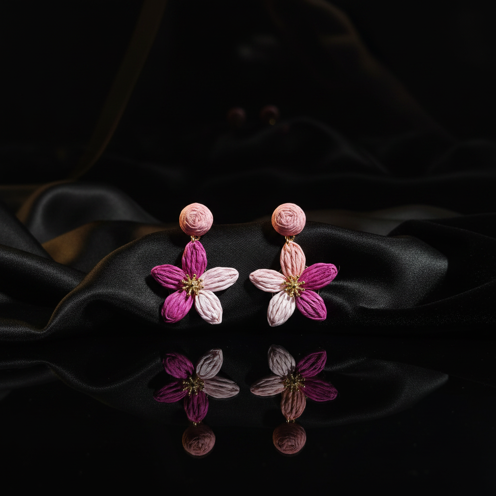 JEWELIXIRS Raffia Flower Drop Earring
