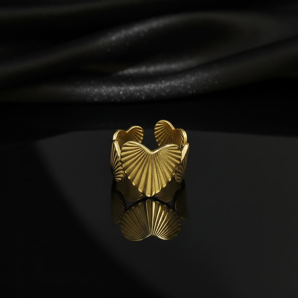 JEWELIXIRS Ribbed Hearts Ring