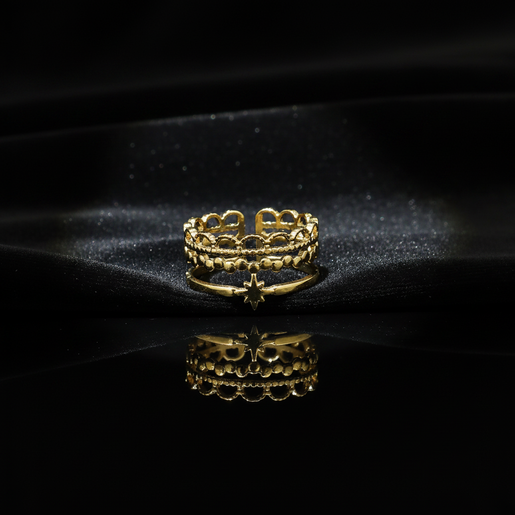 JEWELIXIRS Triple Layer North Star Ring