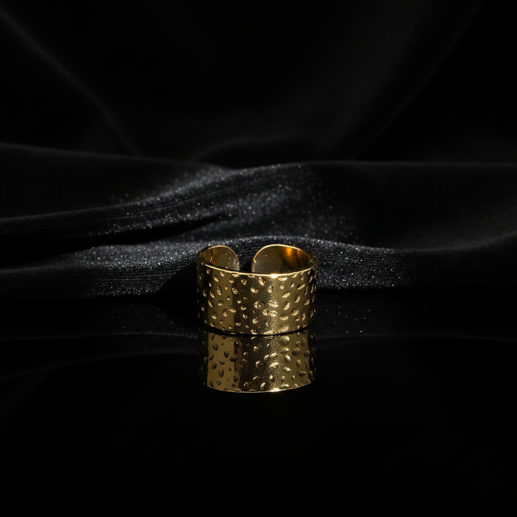 JEWELIXIRS Hammered Dot Wide Cuff Ring