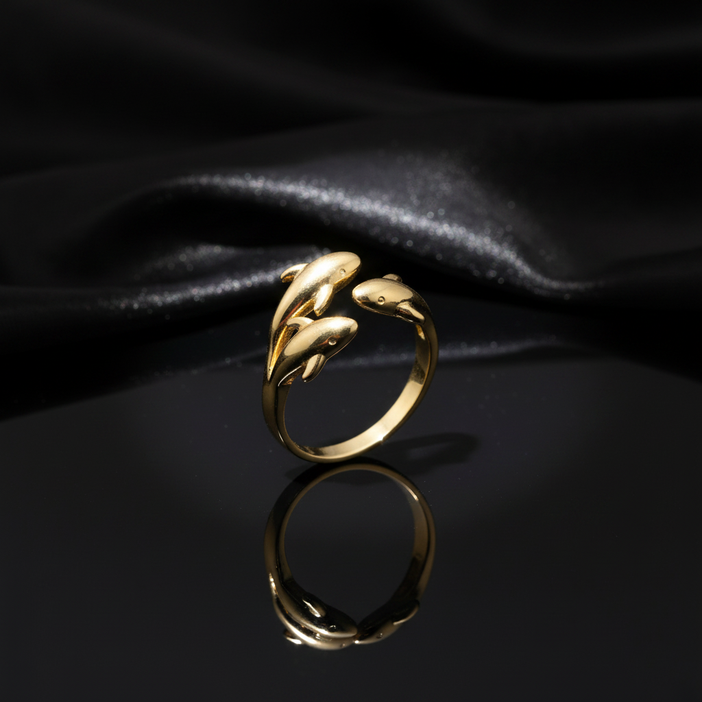 JEWELIXIRS Trio Dolphin Cuff Ring