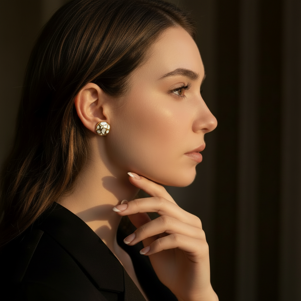 JEWELIXIRS Voronoi Dome Stud Earring