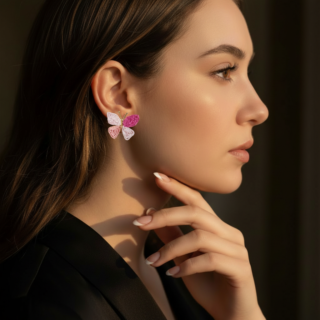 JEWELIXIRS Butterfly Raffia Stud Earring