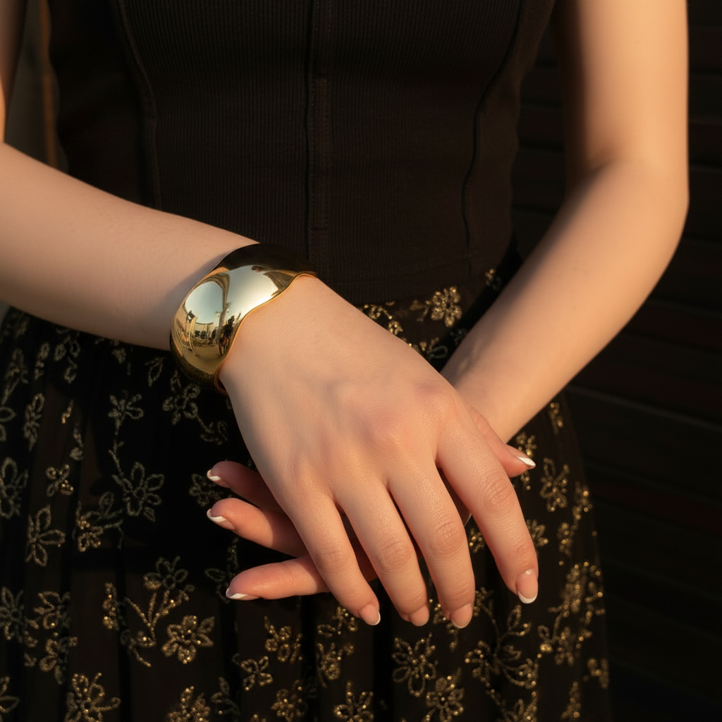 JEWELIXIRS Wide Dome Cuff Bracelet
