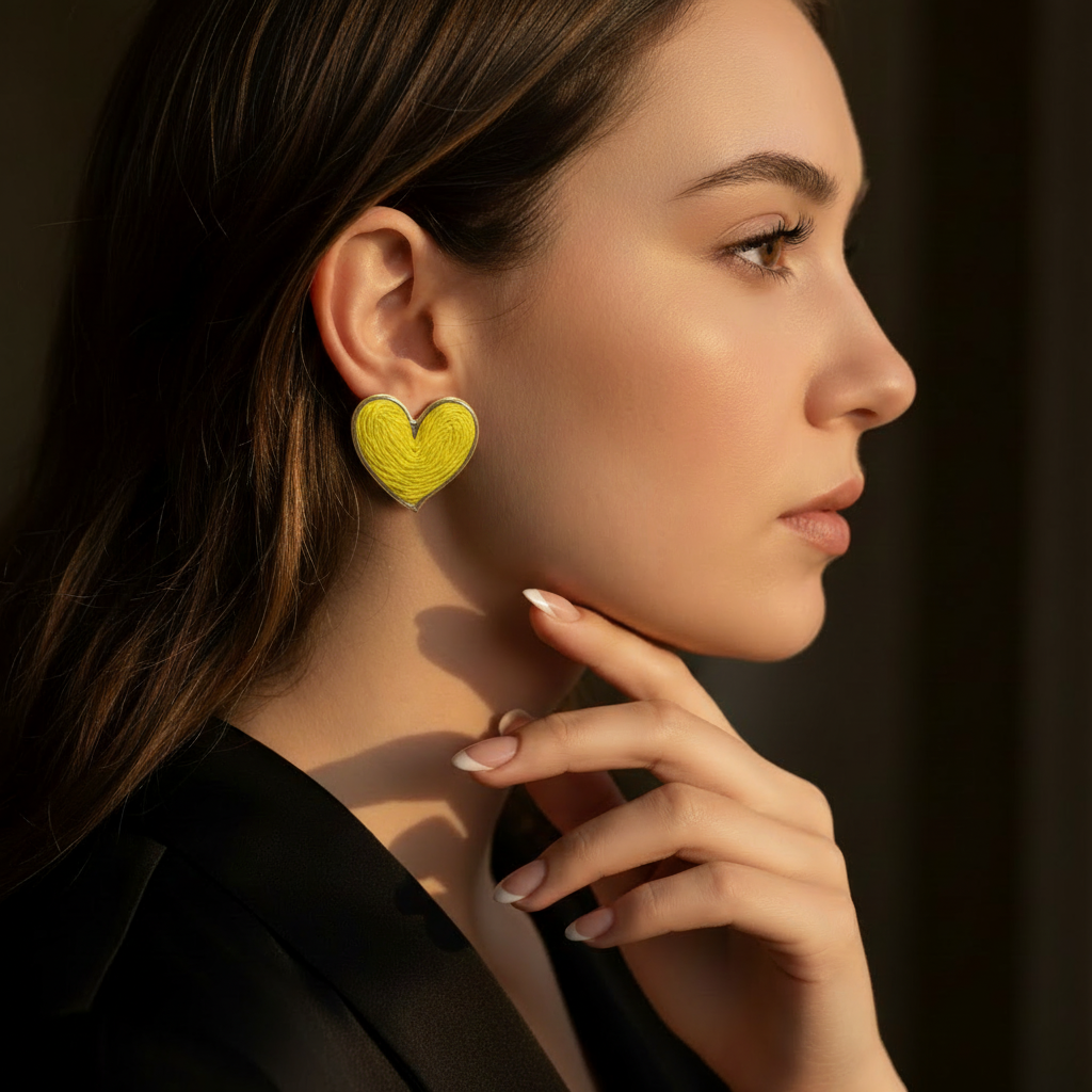 JEWELIXIRS Heart Raffia Stud Earring