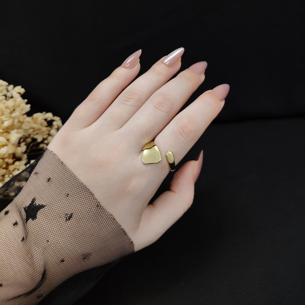 JEWELIXIRS Brushed Signet Open Ring