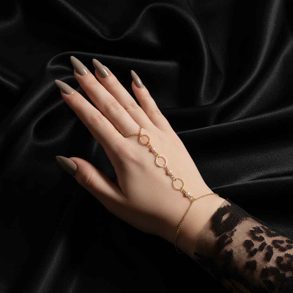 JEWELIXIRS Pearl Circle Hand Chain
