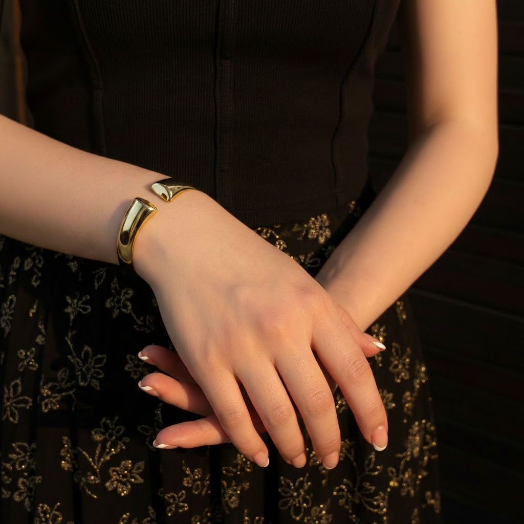 JEWELIXIRS Angular Tip Open Cuff Bracelet