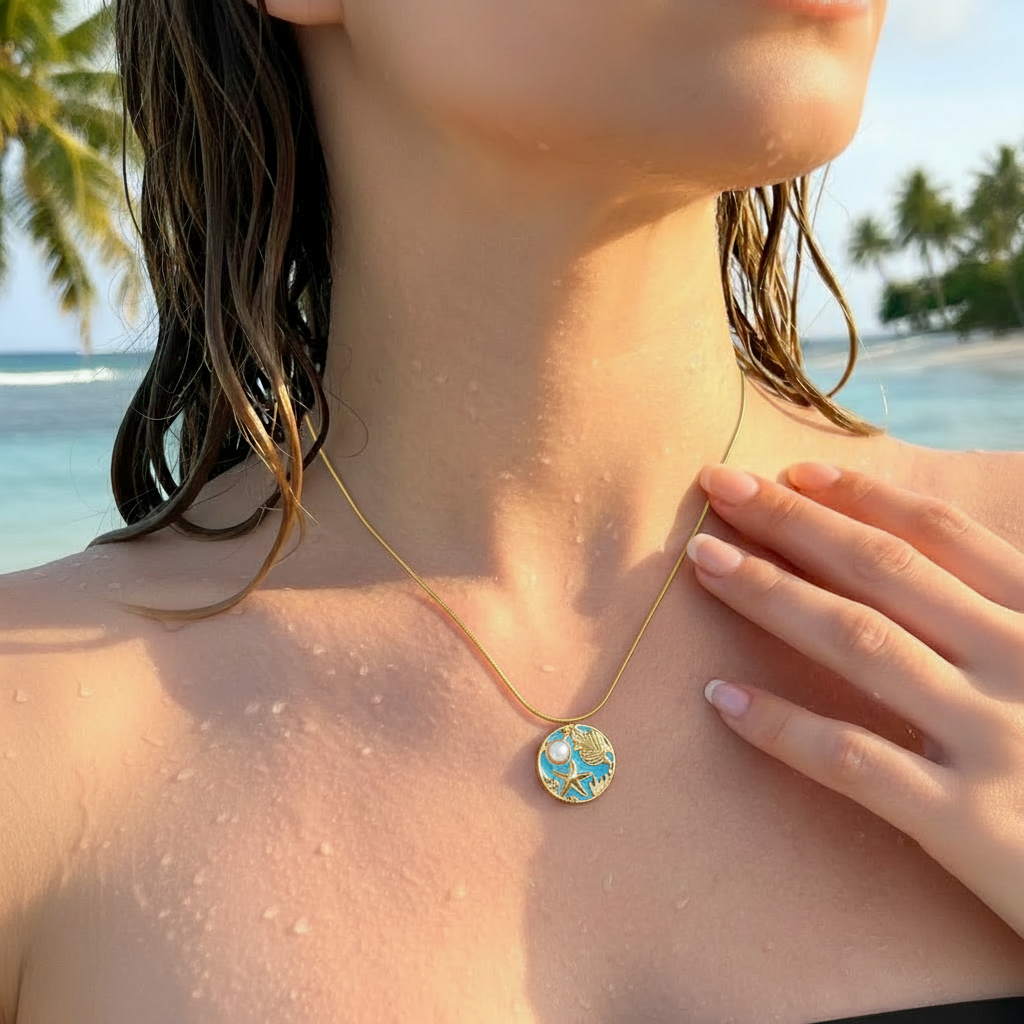 JEWELIXIRS Ocean Medallion Necklace