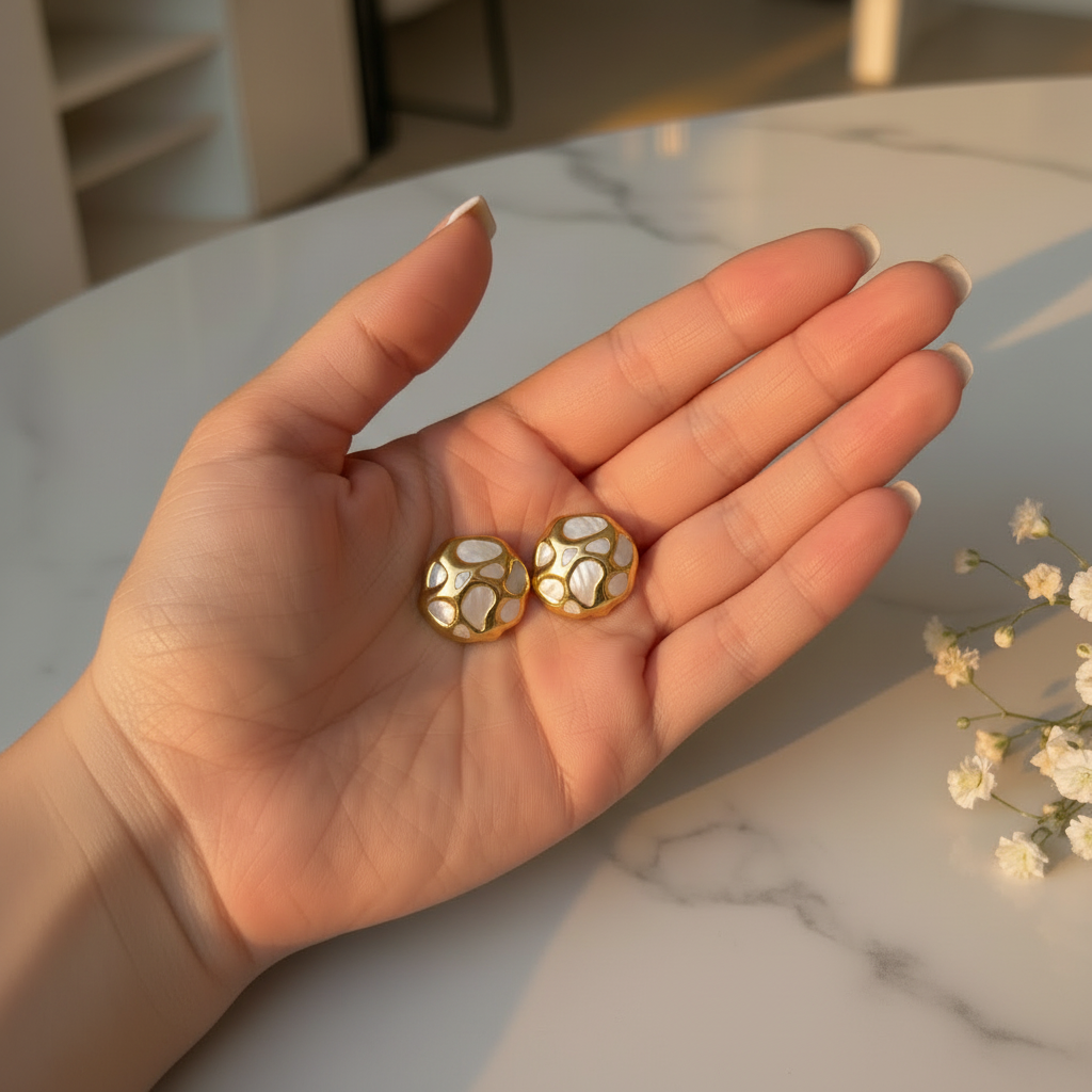 JEWELIXIRS Voronoi Dome Stud Earring