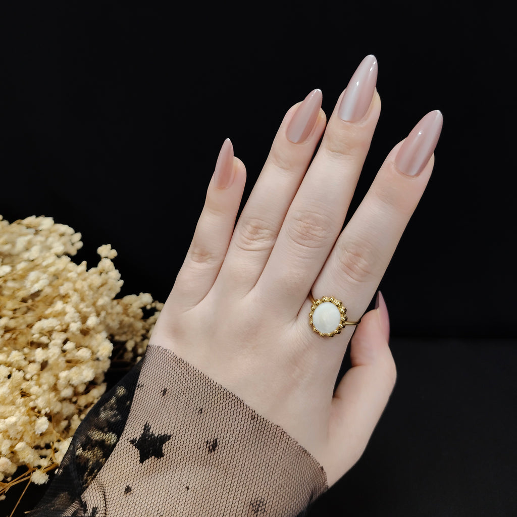 JEWELIXIRS Halo Cabochon Ring