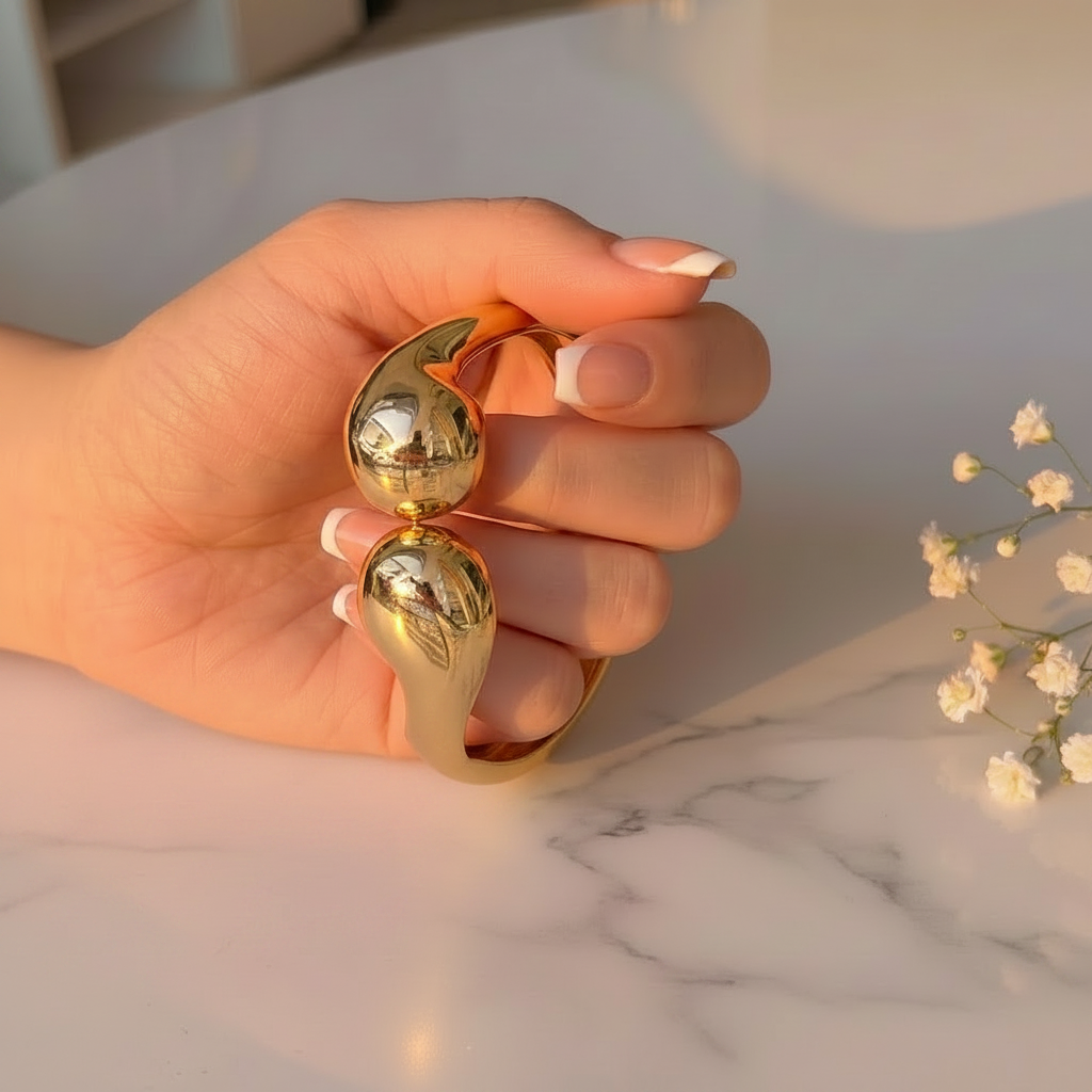 JEWELIXIRS Dual Orb Cuff Bracelet
