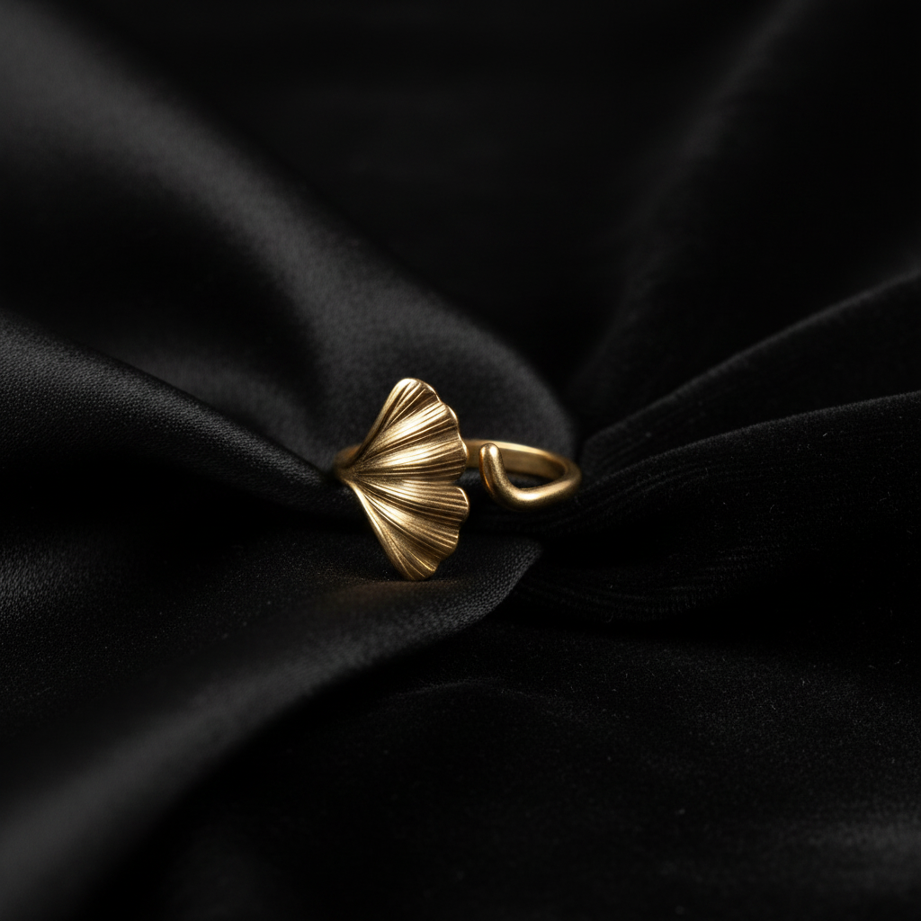 JEWELIXIRS Ginkgo Leaf Cuff Ring