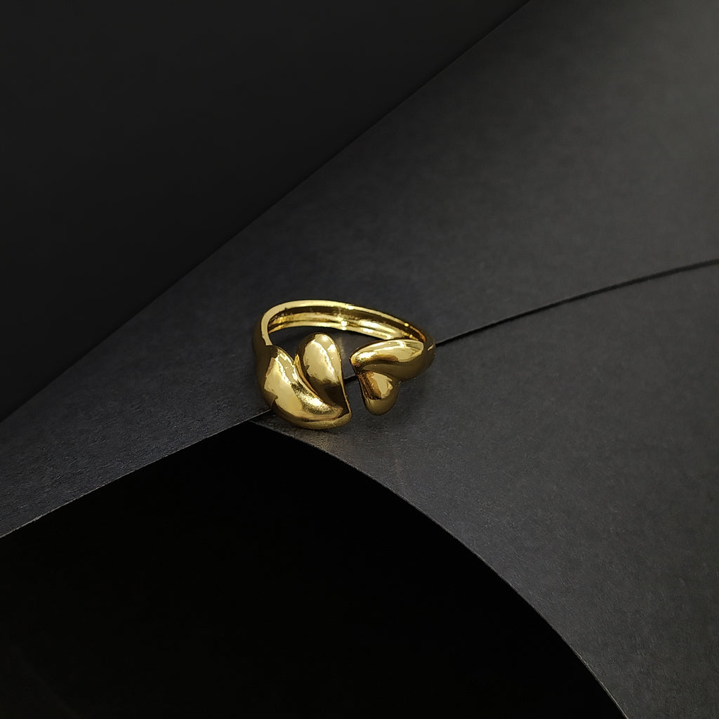 JEWELIXIRS Double Puff Heart Open Ring
