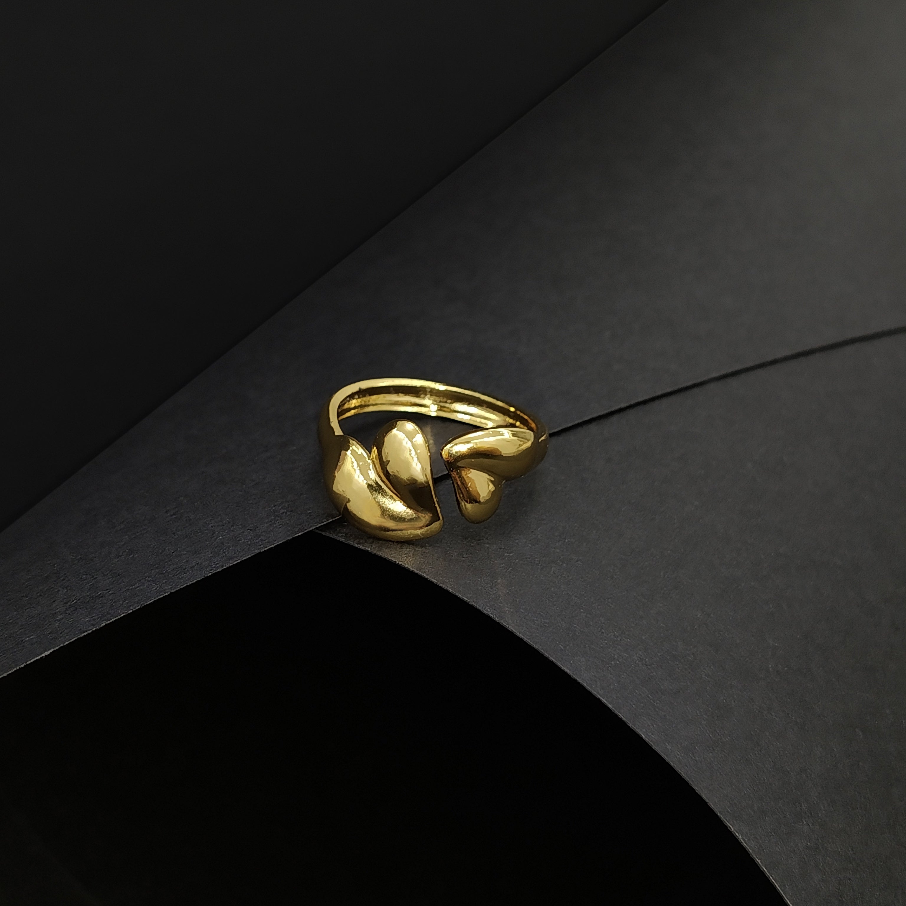 JEWELIXIRS Double Puff Heart Open Ring