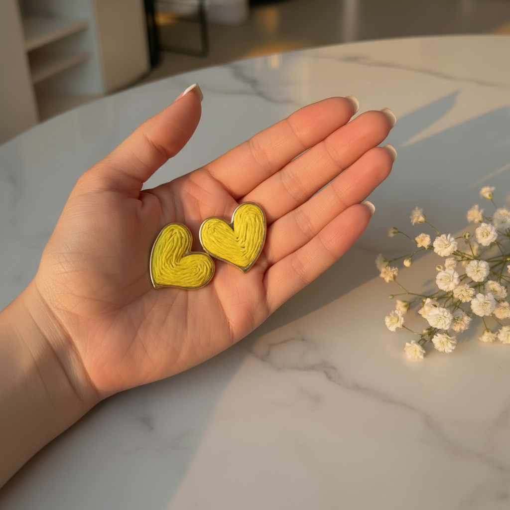 JEWELIXIRS Heart Raffia Stud Earring