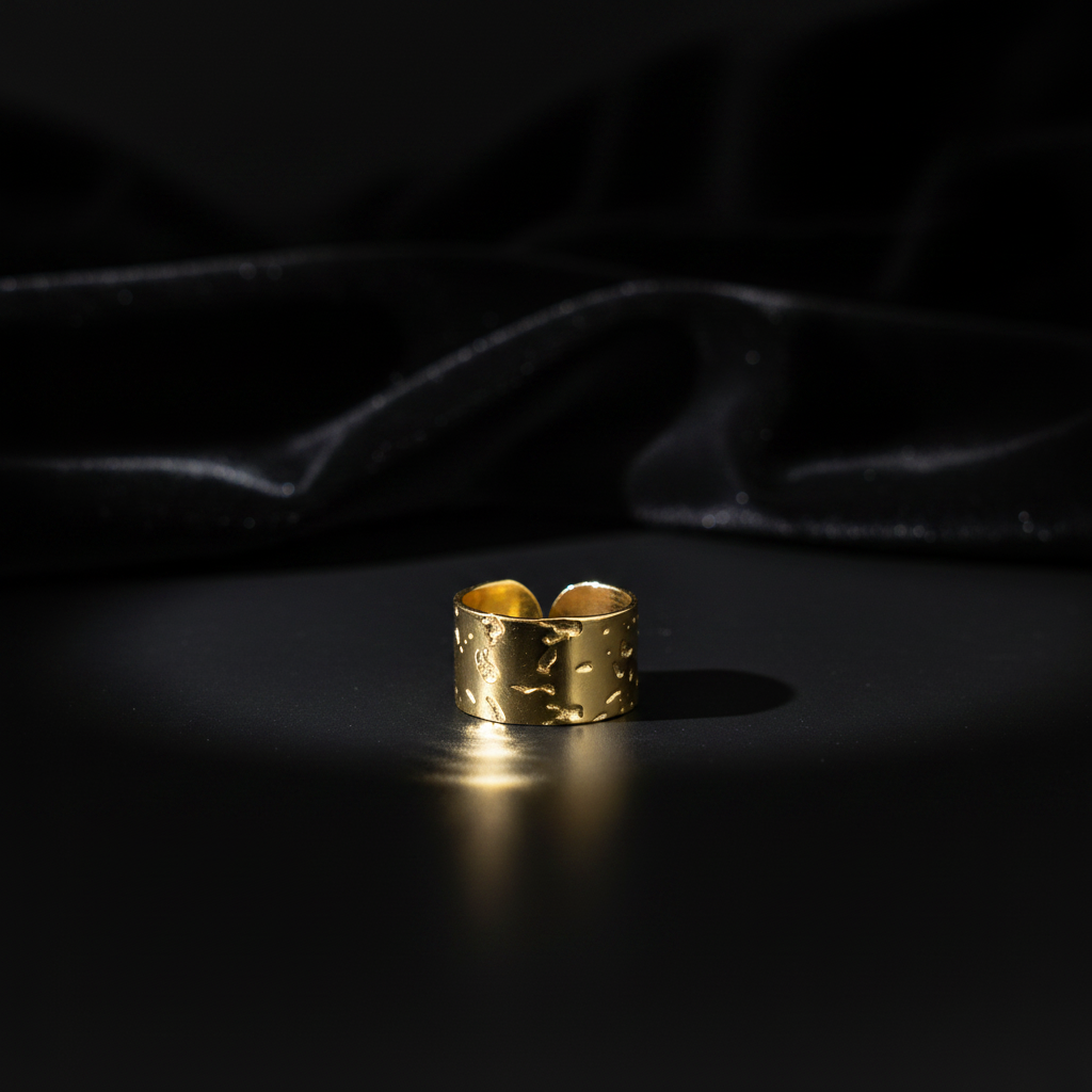 JEWELIXIRS Hammered Dot Wide Cuff Ring