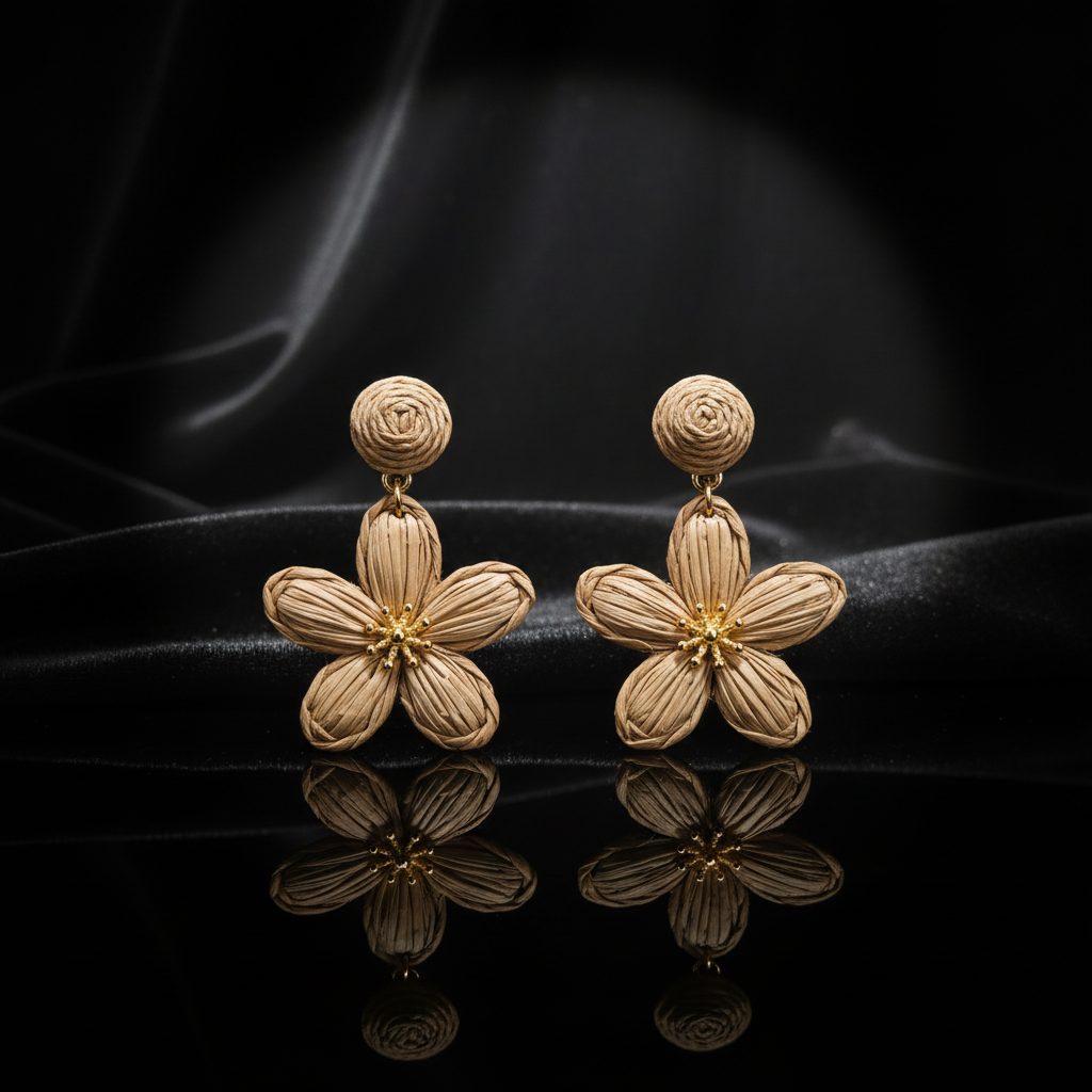 JEWELIXIRS Raffia Flower Drop Earring
