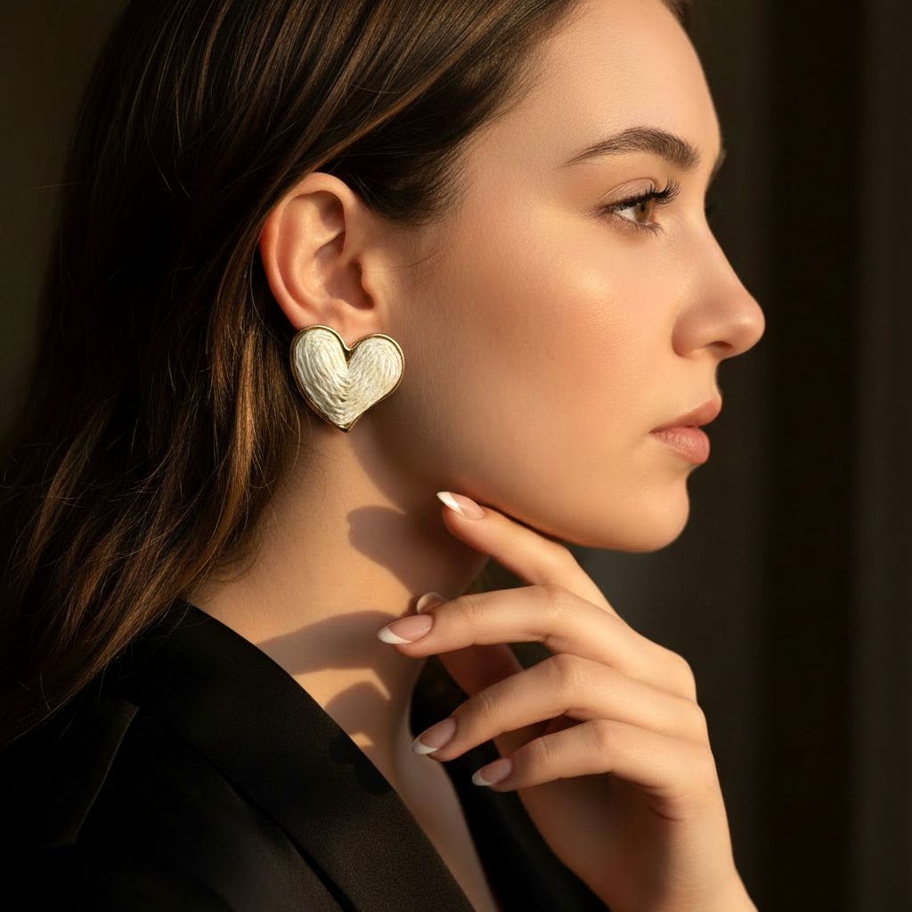 JEWELIXIRS Heart Raffia Stud Earring