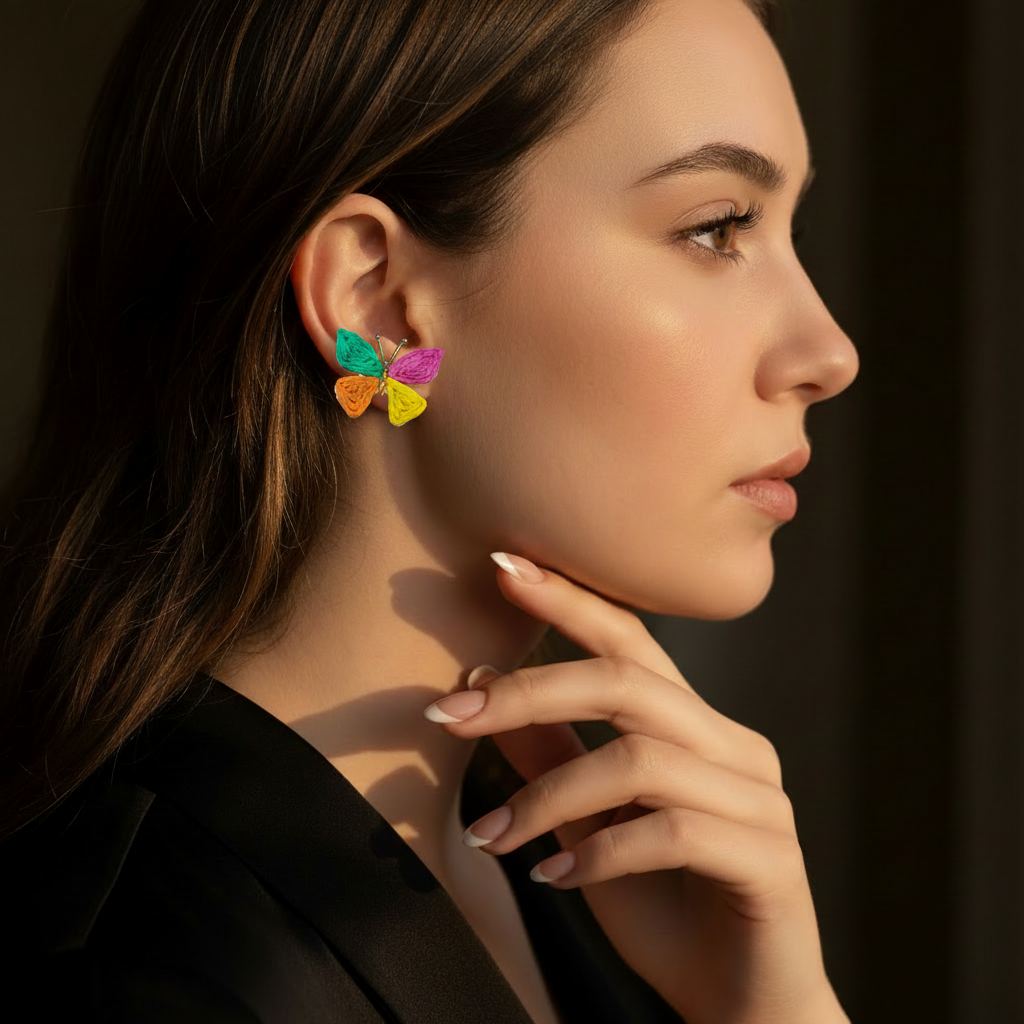 JEWELIXIRS Butterfly Raffia Stud Earring