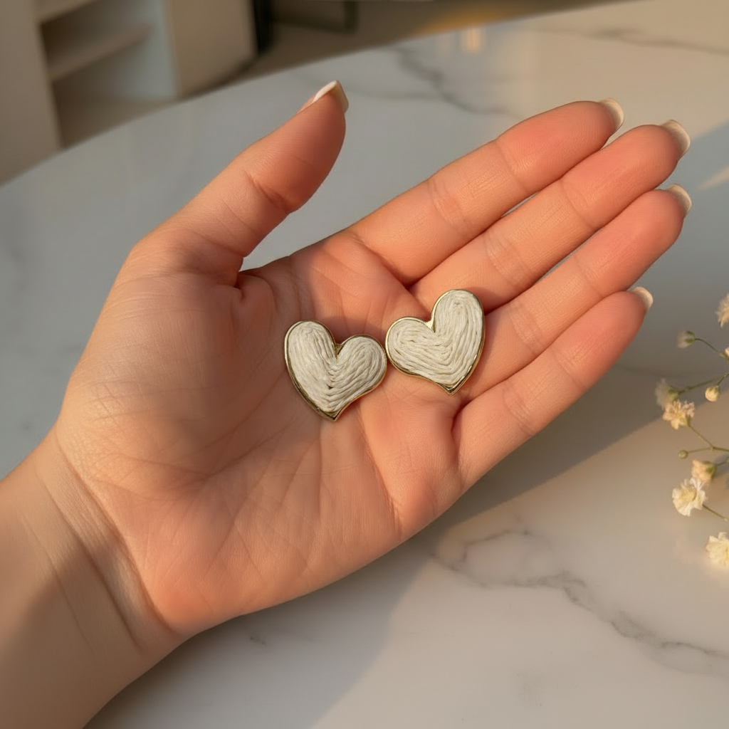 JEWELIXIRS Heart Raffia Stud Earring